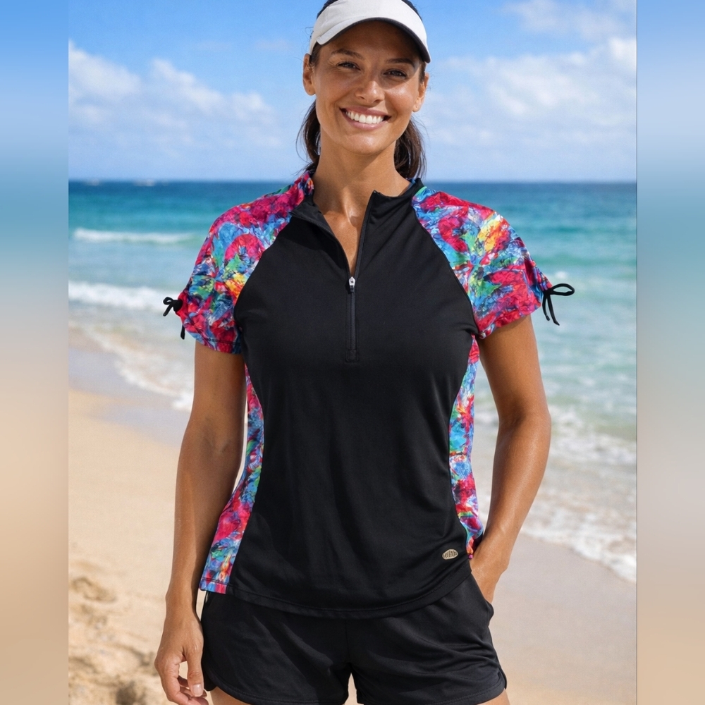 Reel Legends Black Active Swim Top